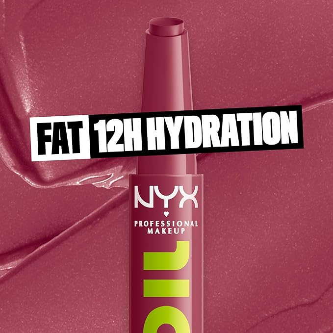 NYX PROFESSIONAL MAKEUP Fat Oil Slick Click, Lightweight, Buildable, Pigmented Vegan Lip Balm - Thats Major