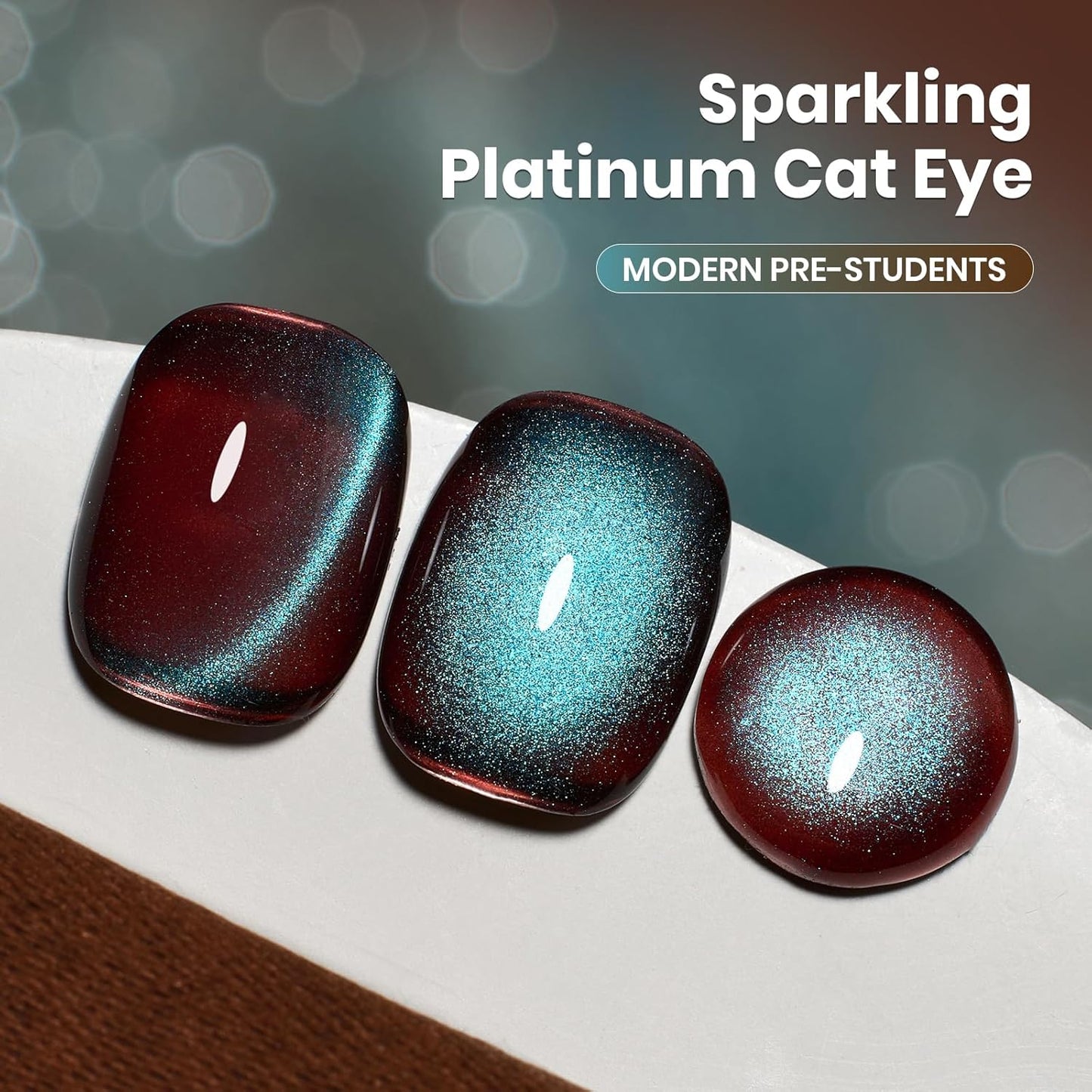 Beetles Brown Cat Eye Gel Nail Polish - Aurora Mocha Cat Eye Gel Polish, 15ML Blue Powder Brown Glitter Fall Gel Polish Magnetic Shimmer Effect Soak Off UV Nail Art Design Manicure Gifts for Women