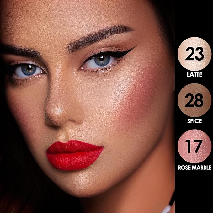 FOCALLURE 3 Pcs Cream Contour Sticks,Shades with Highlighter & Bronzer & Blush,Non-greasy Long-wear Face Contouring Pen,Easy to Sculpt the Face and Create a Lightweight Finishing Makeup,TAN