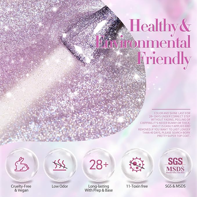 Born Pretty Cat Magnetic Gel Nail Polish Set Auroras 9D Cat Magnetic Eye Glitter Gel Polish Nail Art Manicure Collection Gift 6PCS 7ML