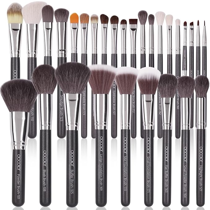 Docolor Professional Makeup Brush Set 29Pcs Makeup Brushes Valentines Day Gifts Premium Goat Synthetic Fiber Foundation Face Powder Blush Concealer Eyeshadows Make Up Brushes with PU Leather Case