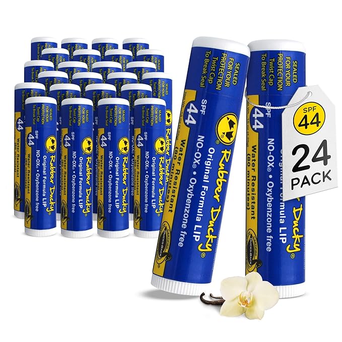 Rubber Ducky | Lip Sunscreen, Lip Balm with SPF 44, Water Resistant Sunscreen Lip Balm | Vegan, Untinted, Vanilla Flavor, with Vitamin E | All Season - Broad Spectrum Sunscreen for Lips