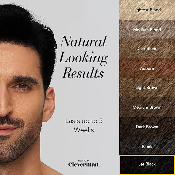 CLEVERMAN Jet Black Hair & Beard Dye for Men, All-in-One Reusable Kit - Permanent, Ammonia-Free, Professional-Quality and Natural-Looking Gray Coverage for Hair, Beard & Mustache