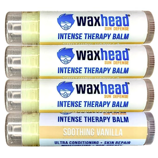 Waxhead Organic Lip Balm Vanilla - Sunburn Relief, Lip Moisturizer for Very Dry Lips, Lip Therapy, Lip Repair for Dry Cracked Lips, Healing Lip Balm for Severely Chapped Lips (4 pack)