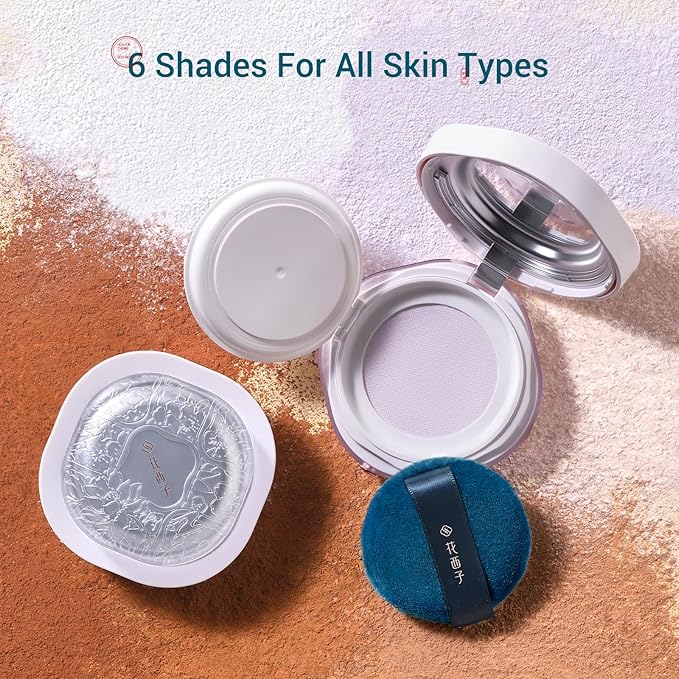 FLORASIS Breathable Loose Setting Powder, Flawless Jade Lightweight Long-Lasting Makeup Powder for Face (08 Amber)