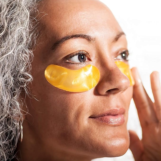 24k Gold Collagen Eye Mask: Hydrogel Under Eye Patches with Collagen & Hyaluronic Acid - Hydrating Under Eye Mask for Dark Circles, Puffy Eyes, & Under Eye Bags - Cooling Gel Treatment Pads - 15 Pairs