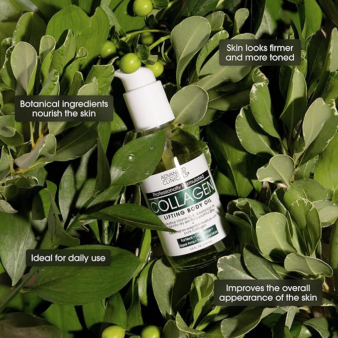 Advanced Clinicals Unscented Collagen Cream Face Moisturizer & Body Lotion + Collagen Body Oil Skincare 2pc Set For Women & Men Helps Reduce Appearance Of Crepey Skin, Wrinkles, & Dry Skin, 2PC Set