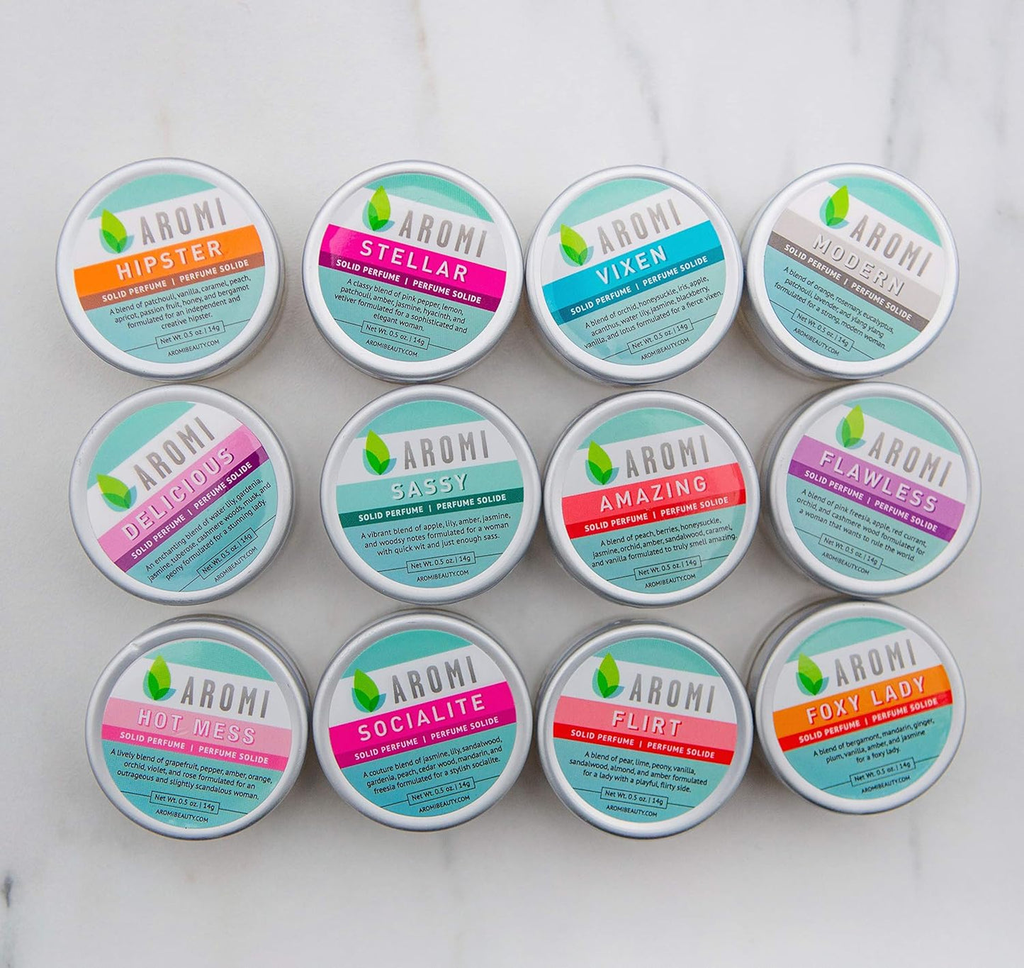 Aromi Solid Perfume | Vegan, Cruelty-free, Best Solid Perfume, Affordable Women's Gift, Travel-Sized, TSA-Approved, Indie Beauty, Artisan Scent, 0.5 oz, (Flawless)