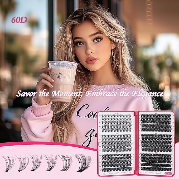 Lash Clusters 600PCS - Eyelash Clusters 20D+30D+40D+50D+60D+80D Wispy Individual Lashes D Curl Lash Extension 10-18MM Natural Lash Clusters DIY Cluster Eyelash Extensions for Beginners