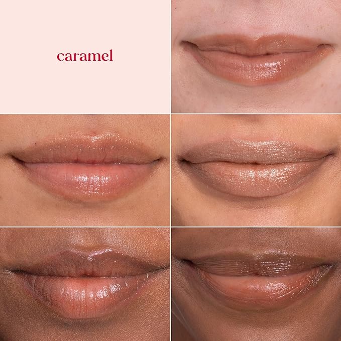 Burt's Bees Shimmer Lip Tint Set, Tinted Lip Balm Stick, Moisturizing for All Day Hydration with Natural Origin Glowy Pigmented Finish & Buildable Color, Caramel (4-Pack)