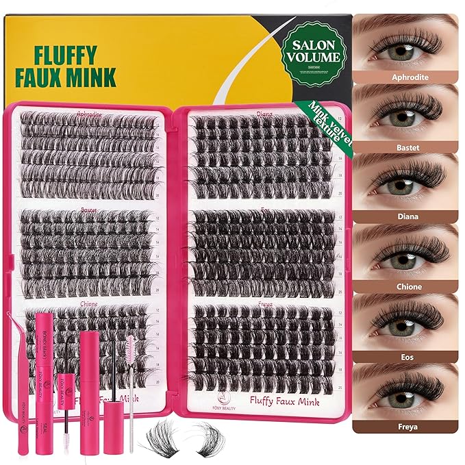 Diva Lash Clusters Kit - 432 Pieces Lash Clusters D Curl Lash Extension Kit Fluffy Lash Clusters Kit WideSpan Individual Lashes 12-20mm Eyelash Clusters, Eyelash Extension Kit With Bond and Seal