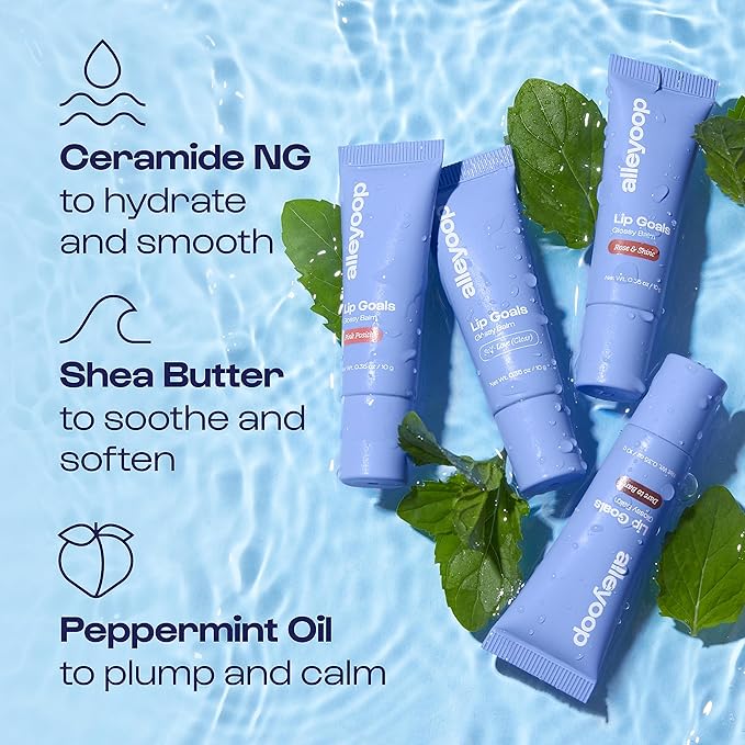 Alleyoop Glossy Lip Balm - Lip Goals, Rose & Shine (Sheer Dusty Rose) - Hydrating & Moisturizing Lip Care for Cracked Lips - Natural Plumping Lip Moisturizer That Smooths, Soothes, & Protects - Vegan