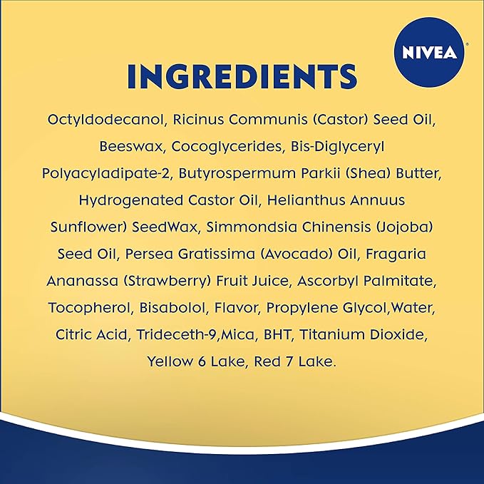 NIVEA Strawberry Lip Care - Tinted Lip Balm for Beautiful, Soft Lips - Pack of 4