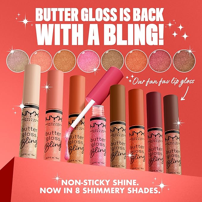 NYX PROFESSIONAL MAKEUP Butter Gloss Bling Lip Gloss, Non Sticky and Shiny Vegan Lip Makeup - Big Spender