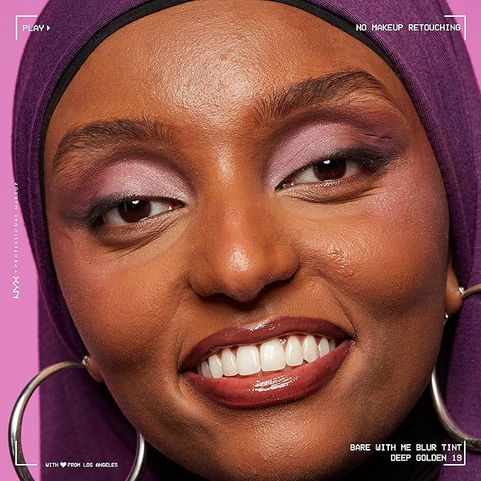 NYX PROFESSIONAL MAKEUP Bare With Me Blur Skin Tint Foundation Make Up with Matcha, Glycerin & Niacinamide - Deep Golden