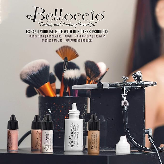 16 Ounce Bottle of Belloccio Makeup Airbrush Cleaner - Fast Acting Cleaning Solution, Quickly Cleans Flushes Out Airbrush Makeup Foundation, Blush, Highlighter - Clean Cosmetic Makeup Brushes, Paint