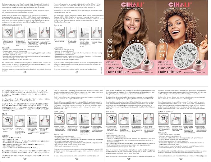 Universal Hair Diffuser “Super Sturdy” 1.7 Inch to 2.6 Inch for Natural Curly and Wavy Hair, Hair Dryer Attachment (Lavender)