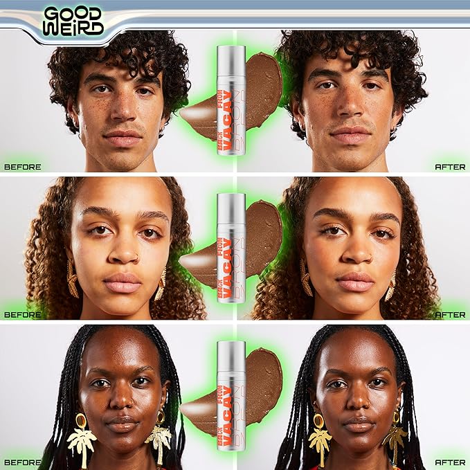 GOOD WEIRD Back From Vacay Bronzer - Vegan Liquid Face Bronzer Gel Cream for Men and Women | Natural Glow Lightweight Highlighter Makeup | Subtle Shimmer | 0.56 fl. oz. | WAIKIKI (Medium Bronze)