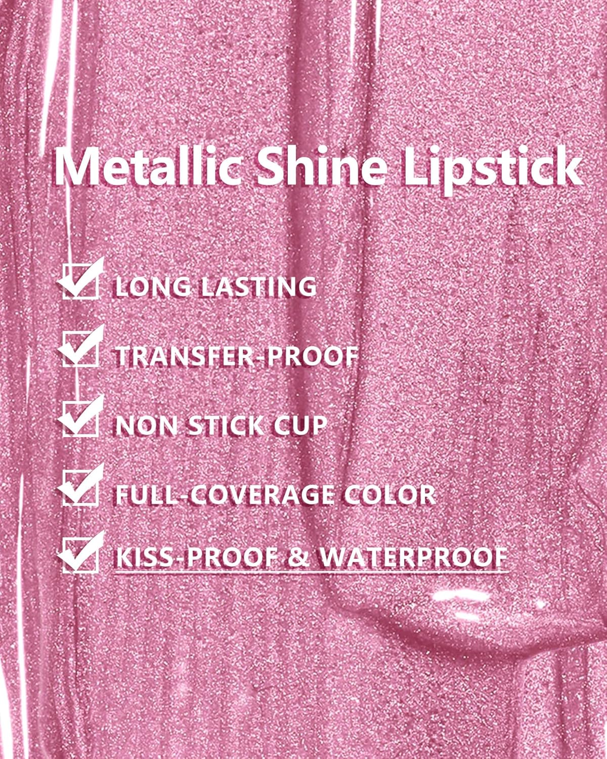MAKI YIKA Pink Lipstick for Women Metallic Lipsticks Glitter Long Lasting Lipstick No Smudge No Transfer Liquid Lip Gloss (BR013 First Love)