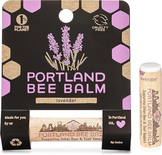 Portland Bee Balm All Natural Handmade Beeswax Based Lip Balm, Lavender 1 Count