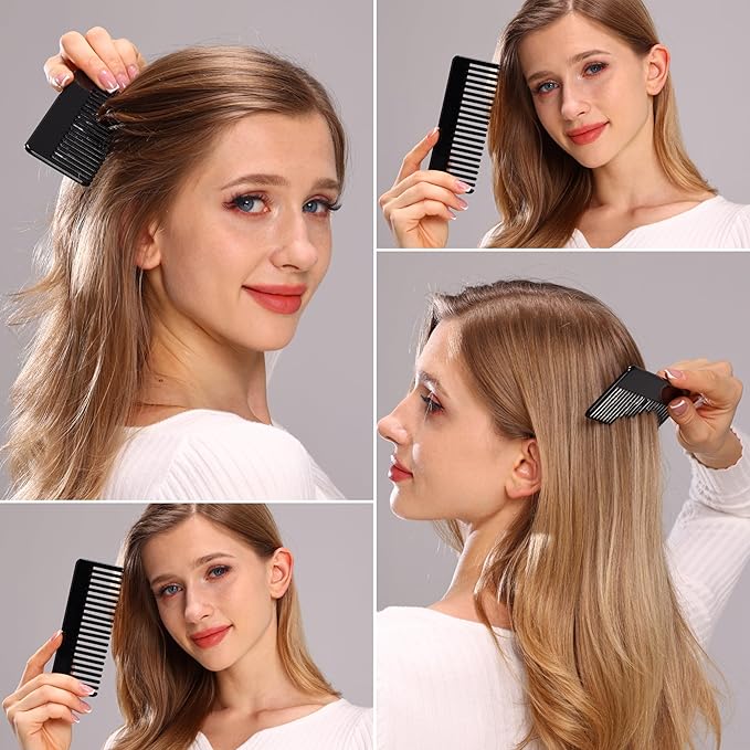 Fsmiling Wide Tooth Comb Large Detangling Comb Cellulose Detangler Comb for Thick Curly Wavy Wet Dry Hair 2 Pack,Black/Tortoise