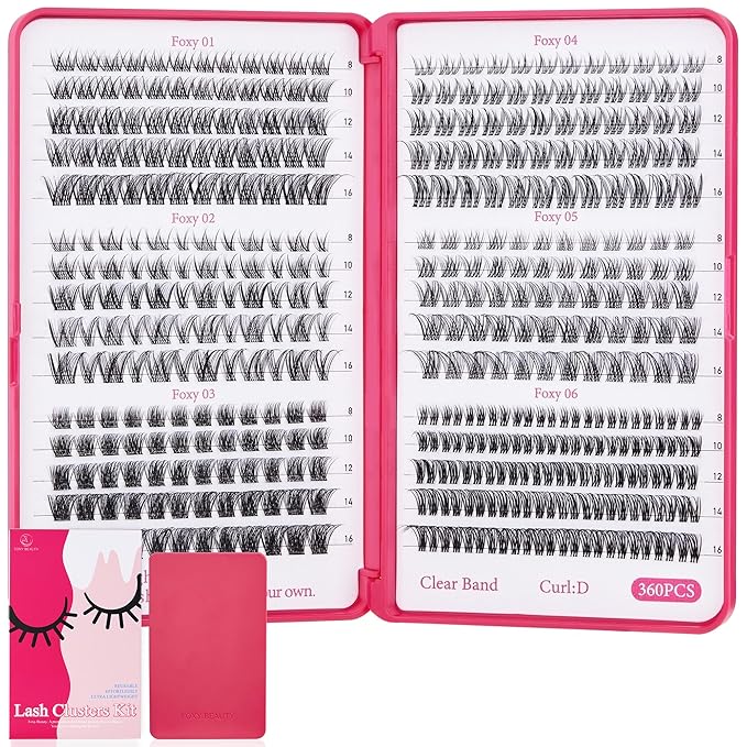 Lash Clusters Kit 432pcs Wispy Lashes Clusters Lash Clusters Clear Band Eyelash Clusters Natural Look Lash Extension Kit Invisible Band Lashes 0.07D