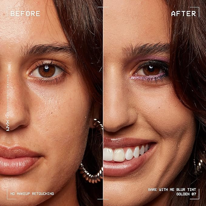 NYX PROFESSIONAL MAKEUP Bare With Me Blur Skin Tint Foundation Make Up with Matcha, Glycerin & Niacinamide - Golden