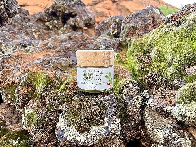 Green Forest Lady-Organic Growing Belly Balm to Support Skin as it Stretches in Pregnancy | Improves Elasticity | Moisturizes Skin | Soothes Itching | 2 FL. OZ./59.15 ML.
